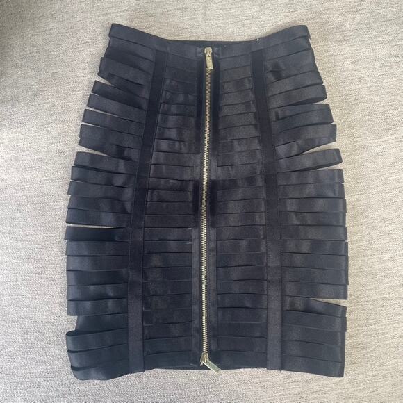 HOUSE OF LONDON XS Extra Small Mateia Shiny Strap Elastic Mini Skirt Black - Picture 4 of 4